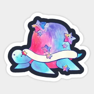 Rainbow Star Turtle Watercolor Sticker